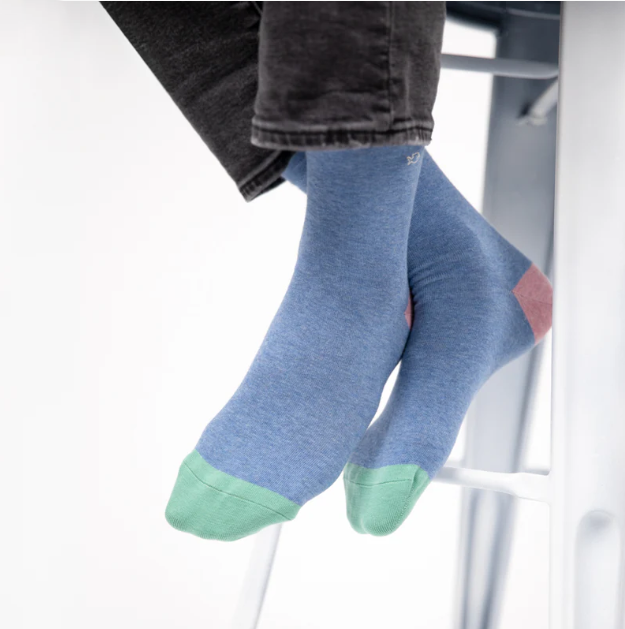 Chaussettes "Unies" – Bleu chiné